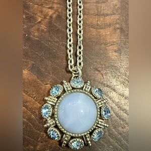 Vintage 1974 Avon Moon Magic Silver Tone Glass Moonstone Charm Pendant